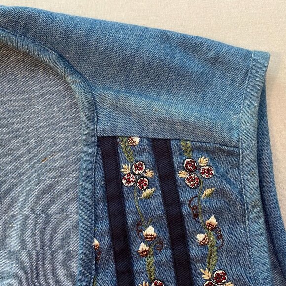 Vintage Denim Patchwork Vest Womens Size L TanTrum Blues Button Up Cotton - Picture 9 of 10